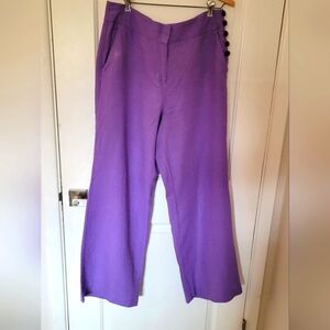 💜 Talbots Women's Linen Lilac Purple Wide-Leg Pants – Size 10